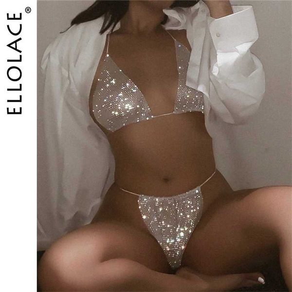 ellolace bling rhinestones fishnet bikini women halter bra panty 2 piece outfits lady lingerie set swimwear, White;black
ellolace bling rhinestones fishnet bikini women halter bra panty 2 piece outfits lady lingerie set swimwear, White;black