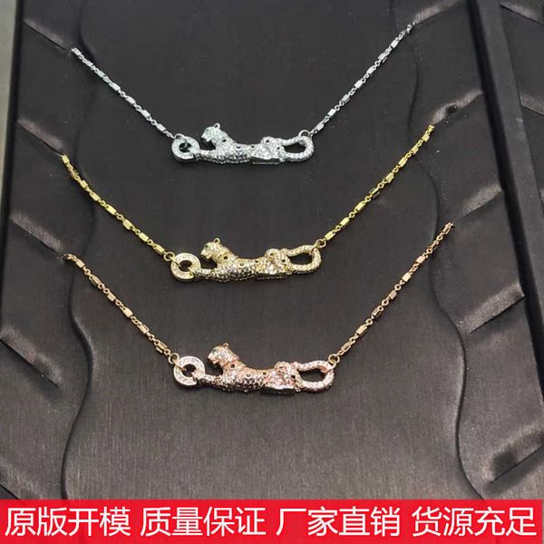 kajia leopard star necklace women's titanium steel 18k gold dip glue smooth black spotted panther pendant collar chain, Silver