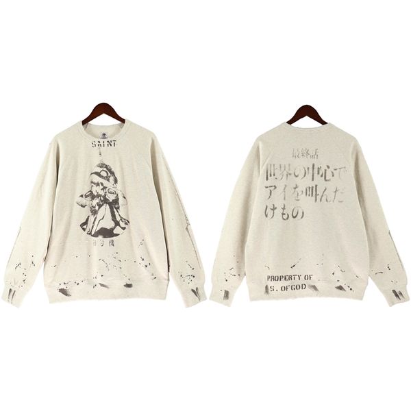 saint michael 22fw men's hoodies & sweatshirts maria graffiti print vintage distressed holes sweat shirts o-neck sweaters heavy weight, Black
saint michael 22fw men's hoodies & sweatshirts maria graffiti print vintage distressed holes sweat shirts o-neck sweaters heavy weight, Black