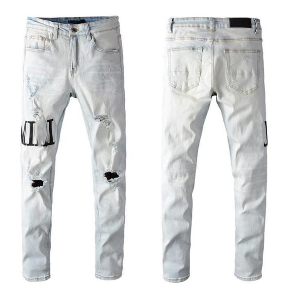 mens jeans designer denim amirs embroidery pants fashion holes trouser hip hop distressed zipper trousers for male yh05, Blue
mens jeans designer denim amirs embroidery pants fashion holes trouser hip hop distressed zipper trousers for male yh05, Blue