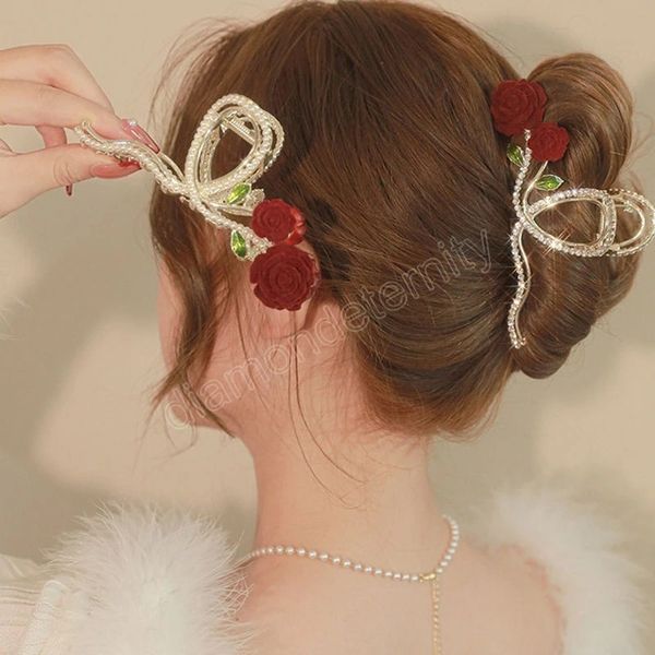 fashion rhinestones flocking rose hair claw women ponytail hair clips elegant headdress girls hair accessories, Golden;silver
fashion rhinestones flocking rose hair claw women ponytail hair clips elegant headdress girls hair accessories, Golden;silver