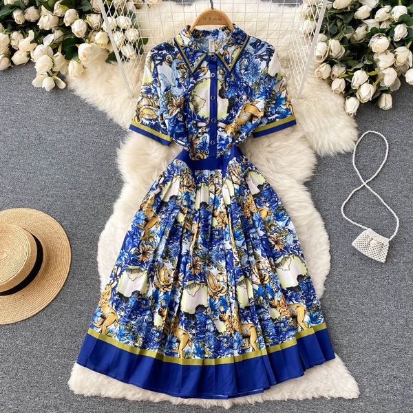 2023 summer fashion runway midi dress women short sleeve animal flower print elegant pleated party dresses vestidos, Black;gray
2023 summer fashion runway midi dress women short sleeve animal flower print elegant pleated party dresses vestidos, Black;gray