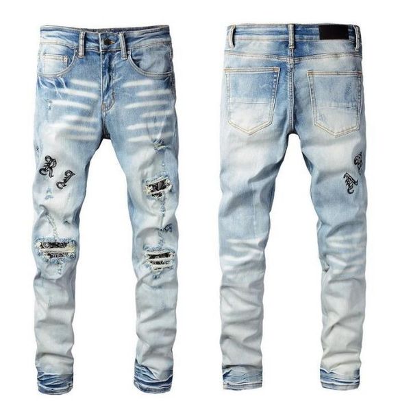 designer mens jeans denim high street embroidery pants fashion holes trouser hip hop distressed zipper trousers for male 2023 12kct6, Blue
designer mens jeans denim high street embroidery pants fashion holes trouser hip hop distressed zipper trousers for male 2023 12kct6, Blue