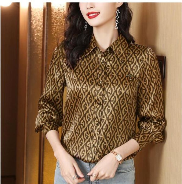 fashion silk print brown shirt women long sleeve lapel button designer blouses spring autumn office ladies shirts runway woman clothes blous, White
fashion silk print brown shirt women long sleeve lapel button designer blouses spring autumn office ladies shirts runway woman clothes blous, White