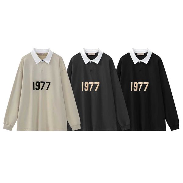 designer luxury 1977 classic fashion trend comfortable versatile and loose double thread eighth season flocking printed polo sweater, Black
designer luxury 1977 classic fashion trend comfortable versatile and loose double thread eighth season flocking printed polo sweater, Black