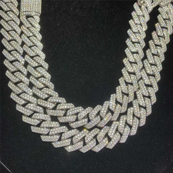 

model stock iced out vvs moissanite cuban bracelet 925 silver bling moissanite diamond cuban link chain hip hop men jewelry necklace