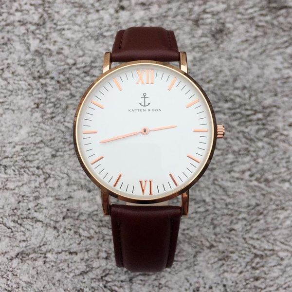 fashion kapten & son brand women men leather strap quartz wrist watch290z, Slivery;brown
fashion kapten & son brand women men leather strap quartz wrist watch290z, Slivery;brown