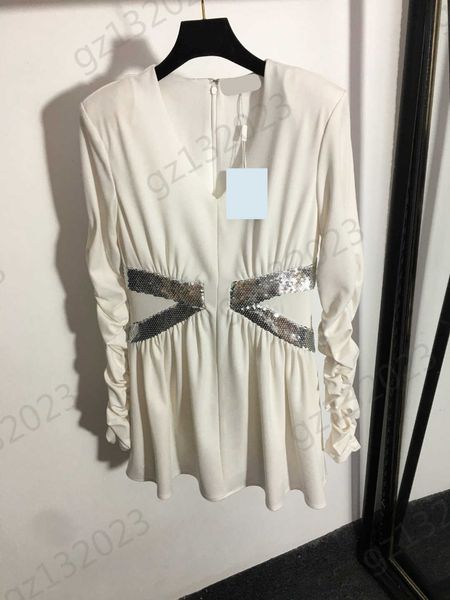 designer womens dresses waist sequin embroidery v-neck dress bubble long sleeve shoulder pad design zipper maxiskit women clothing 2 colors, Black;gray
designer womens dresses waist sequin embroidery v-neck dress bubble long sleeve shoulder pad design zipper maxiskit women clothing 2 colors, Black;gray