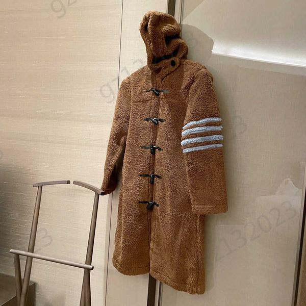 womens wool blends coat contrasting color stripes decorative long sleeve hoodie wool coats horn buckle open fashion warm outerwear designer, Black
womens wool blends coat contrasting color stripes decorative long sleeve hoodie wool coats horn buckle open fashion warm outerwear designer, Black
