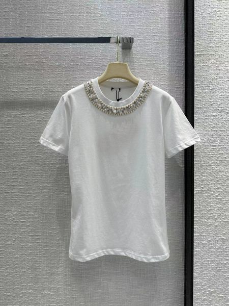 milan runway 2023 new spring summer o neck short sleeve print beads designer tees brand same style t-shirt 1226-5, White
milan runway 2023 new spring summer o neck short sleeve print beads designer tees brand same style t-shirt 1226-5, White
