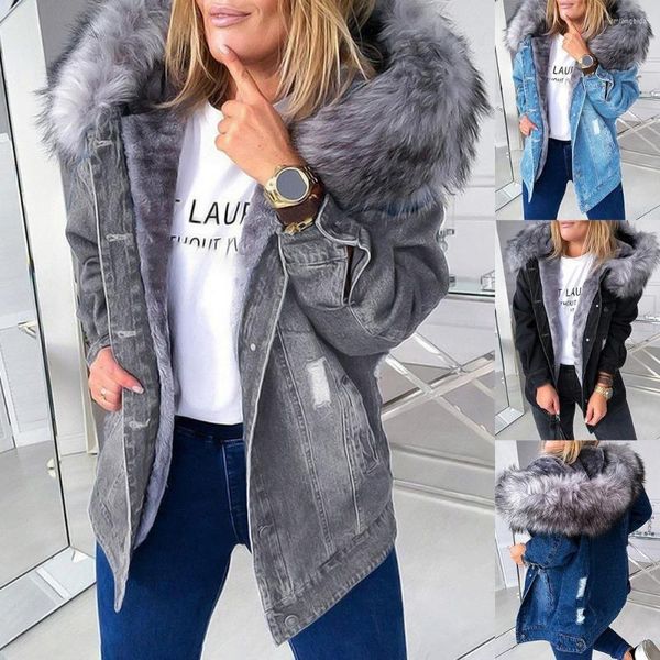 women's jackets faux fur hooded jean jacket woman stylish parka retro plush collar denim coat thick long sleeve frayed overcoat vintage, Black;brown
women's jackets faux fur hooded jean jacket woman stylish parka retro plush collar denim coat thick long sleeve frayed overcoat vintage, Black;brown