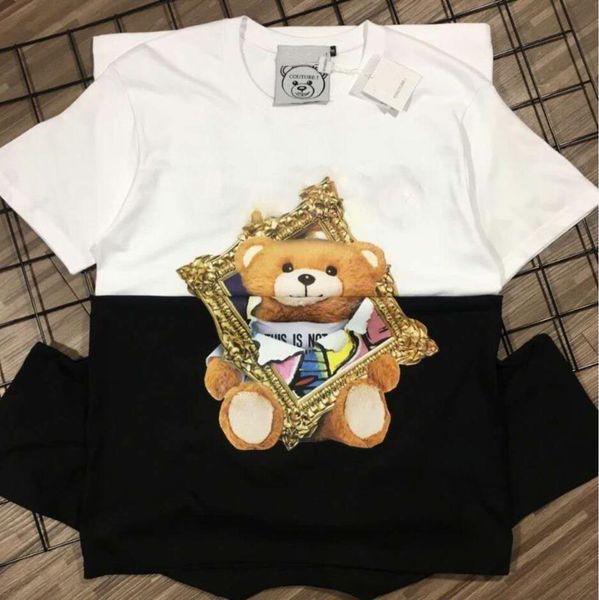 

couples summer fashion short sleeve bear designer t-shirt men's women color the bears round neck luxury half sleeve base shirts s-5xl, White;black