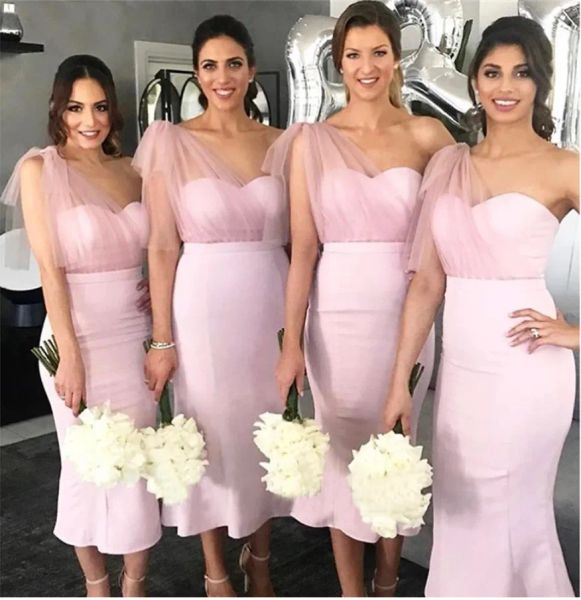 2023 pink mermaid bridesmaid dresses one shoulder ruched tea length tulle ruched custom made plus size maid of honor gowns, White;pink
2023 pink mermaid bridesmaid dresses one shoulder ruched tea length tulle ruched custom made plus size maid of honor gowns, White;pink