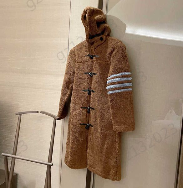 womens wool blends coat contrasting color stripes decorative long sleeve hoodie wool coats horn buckle open fashion warm outerwear designer, Black
womens wool blends coat contrasting color stripes decorative long sleeve hoodie wool coats horn buckle open fashion warm outerwear designer, Black