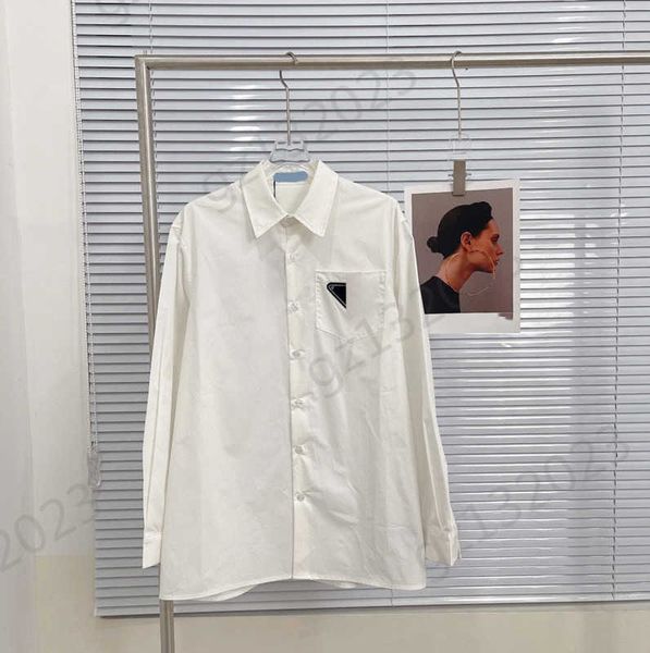 womens blouses shirts chest triangle logo decoration lapel long sleeves shirt button open loose joker blouse simple designer women clothing, White
womens blouses shirts chest triangle logo decoration lapel long sleeves shirt button open loose joker blouse simple designer women clothing, White