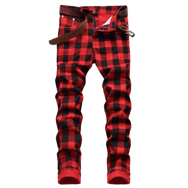 men's jeans men red plaid printed pants fashion slim stretch jeans trendy plus size straight trousers, Blue
men's jeans men red plaid printed pants fashion slim stretch jeans trendy plus size straight trousers, Blue