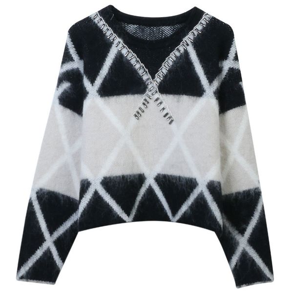 1220 l 2023 autumn sweaters women's pullover crew neck beads black long sleeve brand same style women's mingmei, White;black
1220 l 2023 autumn sweaters women's pullover crew neck beads black long sleeve brand same style women's mingmei, White;black