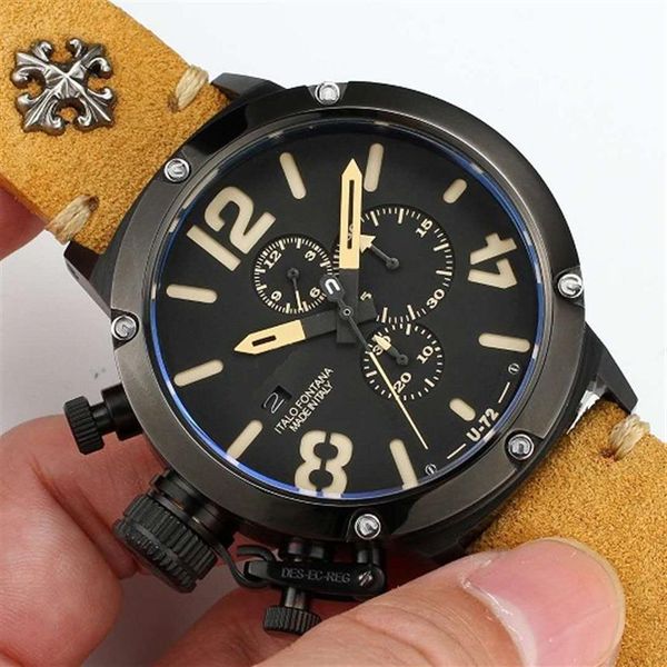 46mm big size chronograph working dark style cool men watch japan quartz wristwatch classico limited edition u-72 waterproof des-e290z, Slivery;brown
46mm big size chronograph working dark style cool men watch japan quartz wristwatch classico limited edition u-72 waterproof des-e290z, Slivery;brown