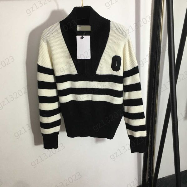 womens sweaters chest letter embroidery striped decoration v-neck pullover knitted sweaters half zipper design long-sleeve warm knitwear wom, White;black
womens sweaters chest letter embroidery striped decoration v-neck pullover knitted sweaters half zipper design long-sleeve warm knitwear wom, White;black