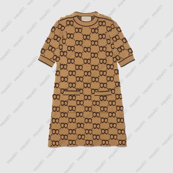 women casual dresses classic vintage knit dress fashion designer clothes letter print short sleeves knit skirt, Black;gray
women casual dresses classic vintage knit dress fashion designer clothes letter print short sleeves knit skirt, Black;gray
