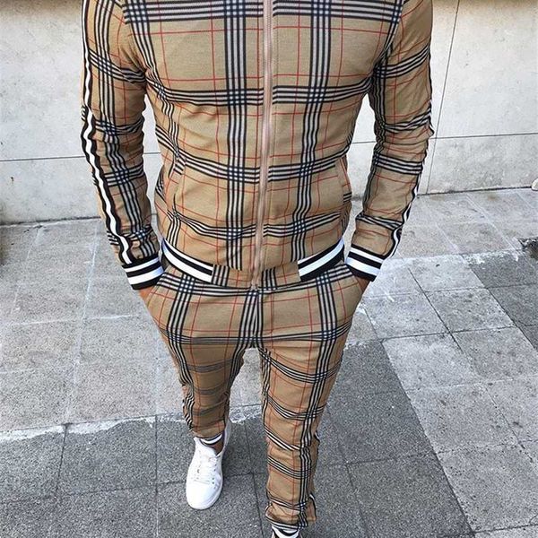 branded tracksuits men's sets tracksuit plaid printed stand-up collar zipper jacket sets clothing street set coat pants casual sportswe, Gray 
branded tracksuits men's sets tracksuit plaid printed stand-up collar zipper jacket sets clothing street set coat pants casual sportswe, Gray