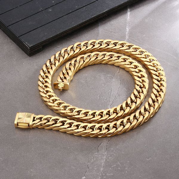 12mm 18-24inch high polished gold plated stainless steel cuban chain necklace bracelet for men women punk jewelry gift, Silver
12mm 18-24inch high polished gold plated stainless steel cuban chain necklace bracelet for men women punk jewelry gift, Silver