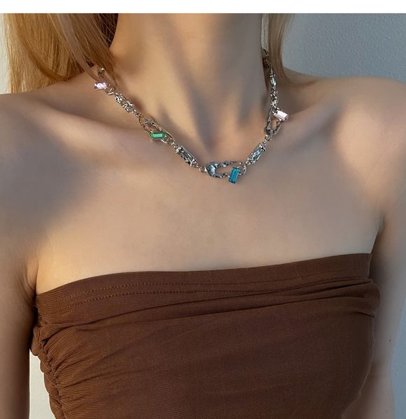 sweet cool chains personality color diamond stitching pin necklace female minority cool wind ins hip-hop european and n design sense collarb, Silver
sweet cool chains personality color diamond stitching pin necklace female minority cool wind ins hip-hop european and n design sense collarb, Silver