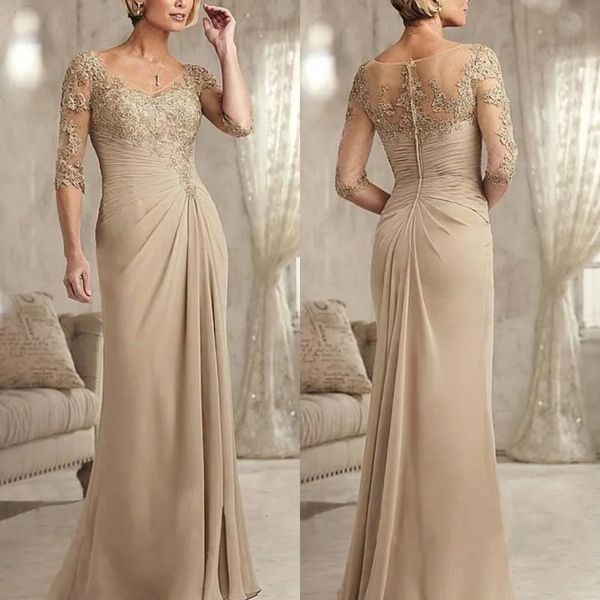 elegant pleats chiffon mother of the bride dresses mermaid long formal evening gowns half sleeves lace appliques v-neck groom godmother wedd, Black;red
elegant pleats chiffon mother of the bride dresses mermaid long formal evening gowns half sleeves lace appliques v-neck groom godmother wedd, Black;red