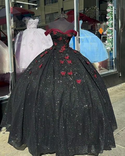 black sequins quinceanera dresses lace applique off the shoulder sleeveless custom made butterflies sweet 15 16 princess pageant ball gown v, Blue;red
black sequins quinceanera dresses lace applique off the shoulder sleeveless custom made butterflies sweet 15 16 princess pageant ball gown v, Blue;red