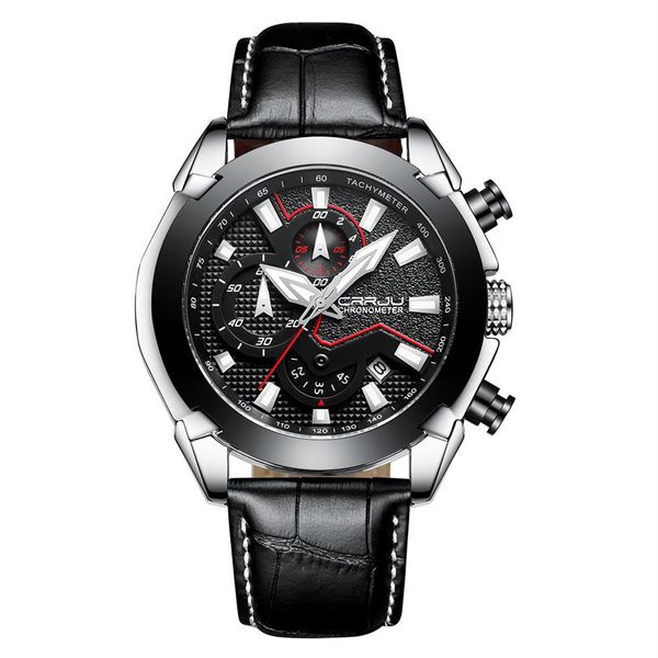 2020 relogio masculino crrju men's black dial watch military date quartz watches with leather belt mens luxury waterproof spo223n, Slivery;brown
2020 relogio masculino crrju men's black dial watch military date quartz watches with leather belt mens luxury waterproof spo223n, Slivery;brown