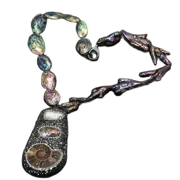 natural black keshi pearl abalone shell necklace biwa pearl snail pendant handmade for women, Silver
natural black keshi pearl abalone shell necklace biwa pearl snail pendant handmade for women, Silver