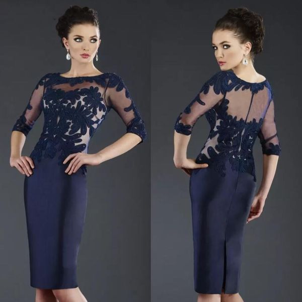 navy blue mother of the bride dresses jewel half sleeve lace applique wedding guest dress knee length evening gown, Black;red
navy blue mother of the bride dresses jewel half sleeve lace applique wedding guest dress knee length evening gown, Black;red