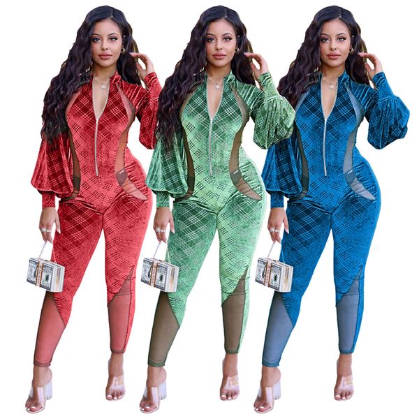women jumpsuits retro mesh patchwork velvet one-pieces rompers see through lantern sleeve club party clothes fall winter overalls wholesale, Black;white
women jumpsuits retro mesh patchwork velvet one-pieces rompers see through lantern sleeve club party clothes fall winter overalls wholesale, Black;white
