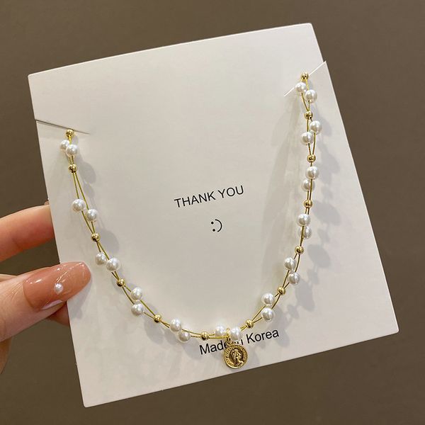 european and n retro wrapped pearl necklace female minority cool wind designer head pendant simple tie-in jewelry, Silver
european and n retro wrapped pearl necklace female minority cool wind designer head pendant simple tie-in jewelry, Silver