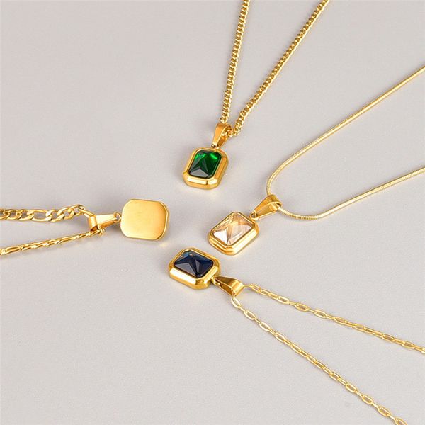 punk hip hop jewelry 18k gold designer necklace blue white green crystal square pendant necklaces 316l titanium steel chain for woman party, Silver
punk hip hop jewelry 18k gold designer necklace blue white green crystal square pendant necklaces 316l titanium steel chain for woman party, Silver