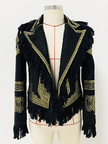 high-quality beading tassel decorative woolen blazer star with the same, White;black
high-quality beading tassel decorative woolen blazer star with the same, White;black
