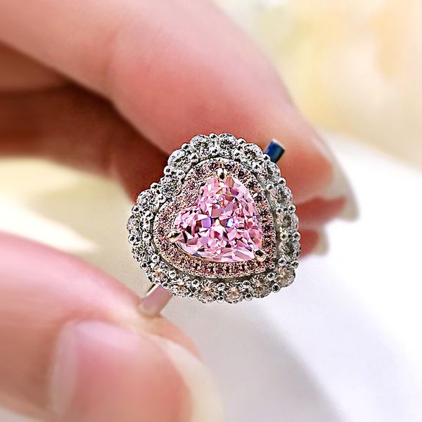 wedding accessories pure silver engagement rings fadeless pink heart diamond birdal ring proposal ring no fading ladies jewelry r192, White
wedding accessories pure silver engagement rings fadeless pink heart diamond birdal ring proposal ring no fading ladies jewelry r192, White