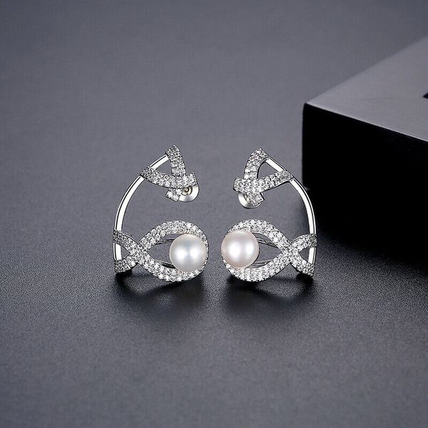 pendant necklaces white zircon fashion simple freshwater pearl gold plated women's earrings, Silver
pendant necklaces white zircon fashion simple freshwater pearl gold plated women's earrings, Silver
