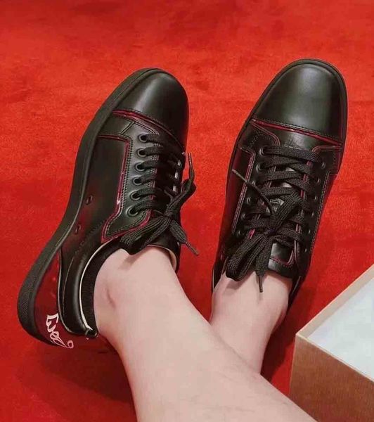italy made reds sole fun sneaker casual shoes men fashion shoe junior low spiked lace up calfskin leather paris homme desginer, Black
italy made reds sole fun sneaker casual shoes men fashion shoe junior low spiked lace up calfskin leather paris homme desginer, Black