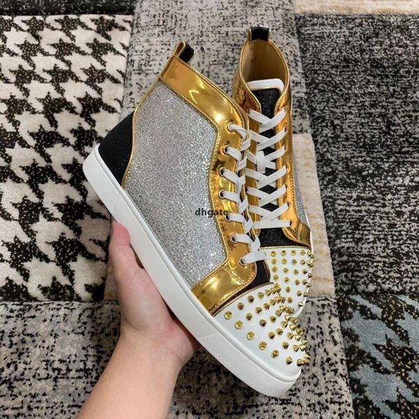 red-bottoms christians golden spikes high sneakers glitter & strass shoes rivets outdoor trainers mens women luxury de sib, Black
red-bottoms christians golden spikes high sneakers glitter & strass shoes rivets outdoor trainers mens women luxury de sib, Black