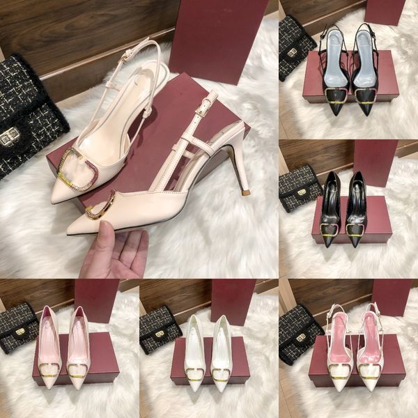 2023 vlogo rhinestone buckle dress shoes slingback pumps sandal pointed metal toe high heels leather slipper wedding party bling sandal brid, Black
2023 vlogo rhinestone buckle dress shoes slingback pumps sandal pointed metal toe high heels leather slipper wedding party bling sandal brid, Black