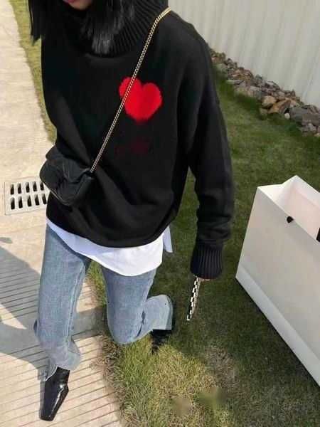 men's sweaters designer winter fashion amis love collar knitted sweater men's casual pullover women's sweater hj, White;black
men's sweaters designer winter fashion amis love collar knitted sweater men's casual pullover women's sweater hj, White;black