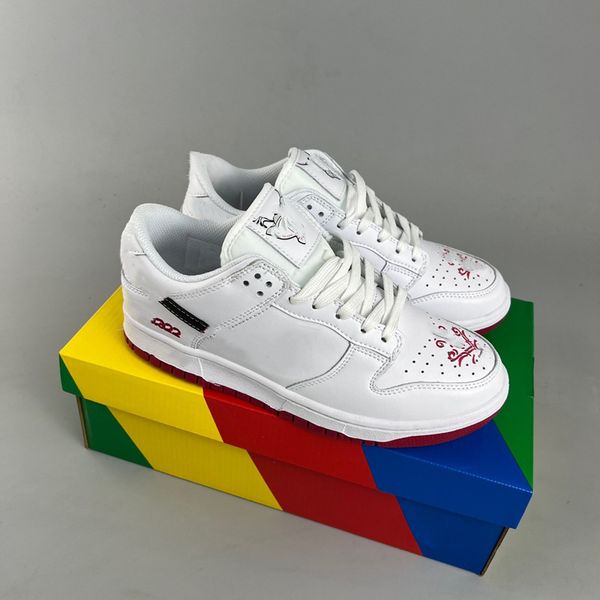 2022s mens low white basketball shoes leather sneaker red rubber outsole 
2022s mens low white basketball shoes leather sneaker red rubber outsole