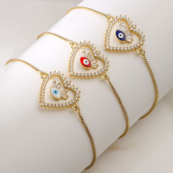 s3397 copper gold plated zircon heart charm bracelet evil eye blue eyes chain bracelets, Golden;silver
s3397 copper gold plated zircon heart charm bracelet evil eye blue eyes chain bracelets, Golden;silver