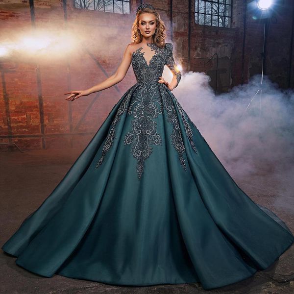 dark green beaded prom dresses lace appliqued a line evening gowns with long sleeves sheer bateau neckline sweep train special occasion form, Black
dark green beaded prom dresses lace appliqued a line evening gowns with long sleeves sheer bateau neckline sweep train special occasion form, Black