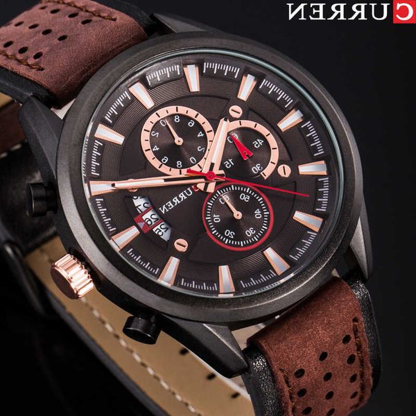 cwp curren brand luxury casual military quartz sports wristwatch genuine leather strap male clock chronograph date men watches, Slivery;brown
cwp curren brand luxury casual military quartz sports wristwatch genuine leather strap male clock chronograph date men watches, Slivery;brown