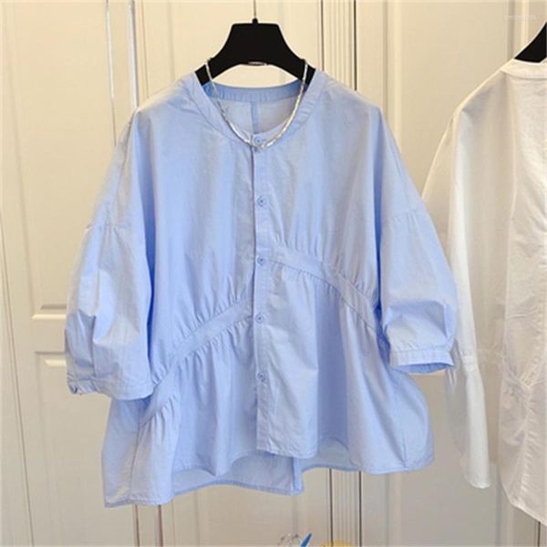 women's blouses 2022 summer korean version loose asymmetric pleated cotton stitching doll shirt women h2145, White
women's blouses 2022 summer korean version loose asymmetric pleated cotton stitching doll shirt women h2145, White