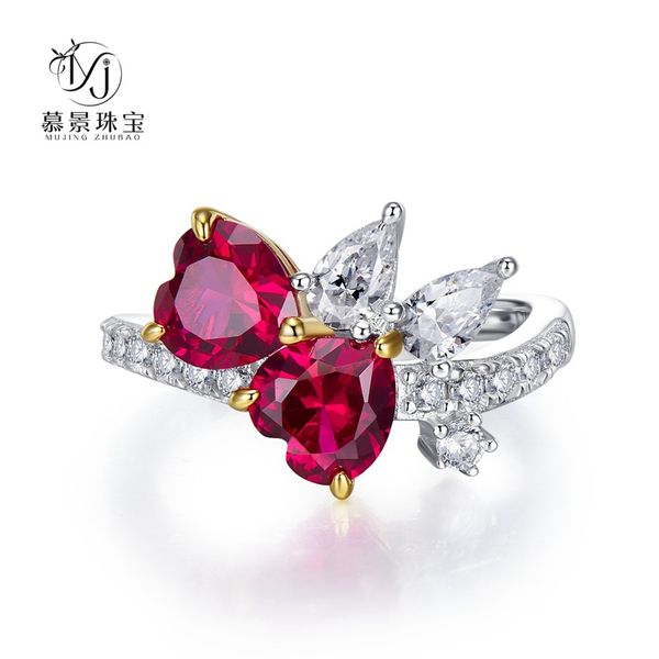 wedding accessories pure silver engagement rings fadeless two red hearts diamond birdal ring proposal ring no fading ladies jewelry r044, White
wedding accessories pure silver engagement rings fadeless two red hearts diamond birdal ring proposal ring no fading ladies jewelry r044, White