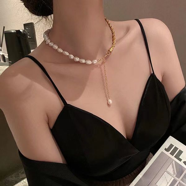 2023 new pendant chains french vintage pearl necklace hip design niche personality with titanium steel collarbone chain, Silver
2023 new pendant chains french vintage pearl necklace hip design niche personality with titanium steel collarbone chain, Silver