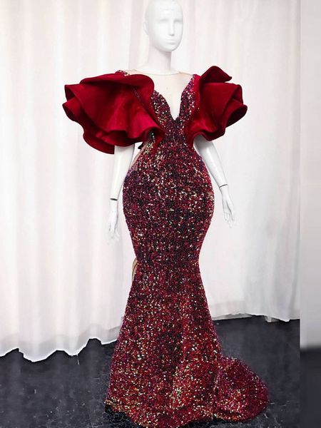 sparkling sequins mermaid evening gowns plus size ruffles puffy sleeves v neck women south africa prom dress womens outfits, Black;red
sparkling sequins mermaid evening gowns plus size ruffles puffy sleeves v neck women south africa prom dress womens outfits, Black;red